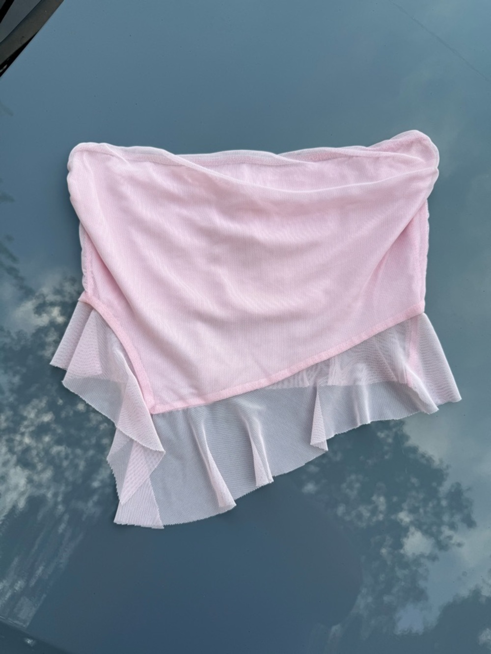 Tilly's Pink Strapless Ruffle Hem Crop Top